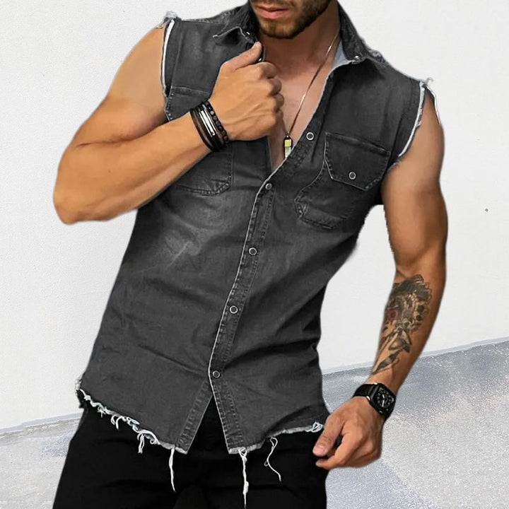 Sleeveless Denim Button Shirt