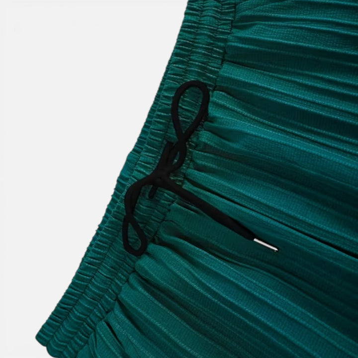 Ribbed Mandarin Shirt and Drawstring Trousers Set