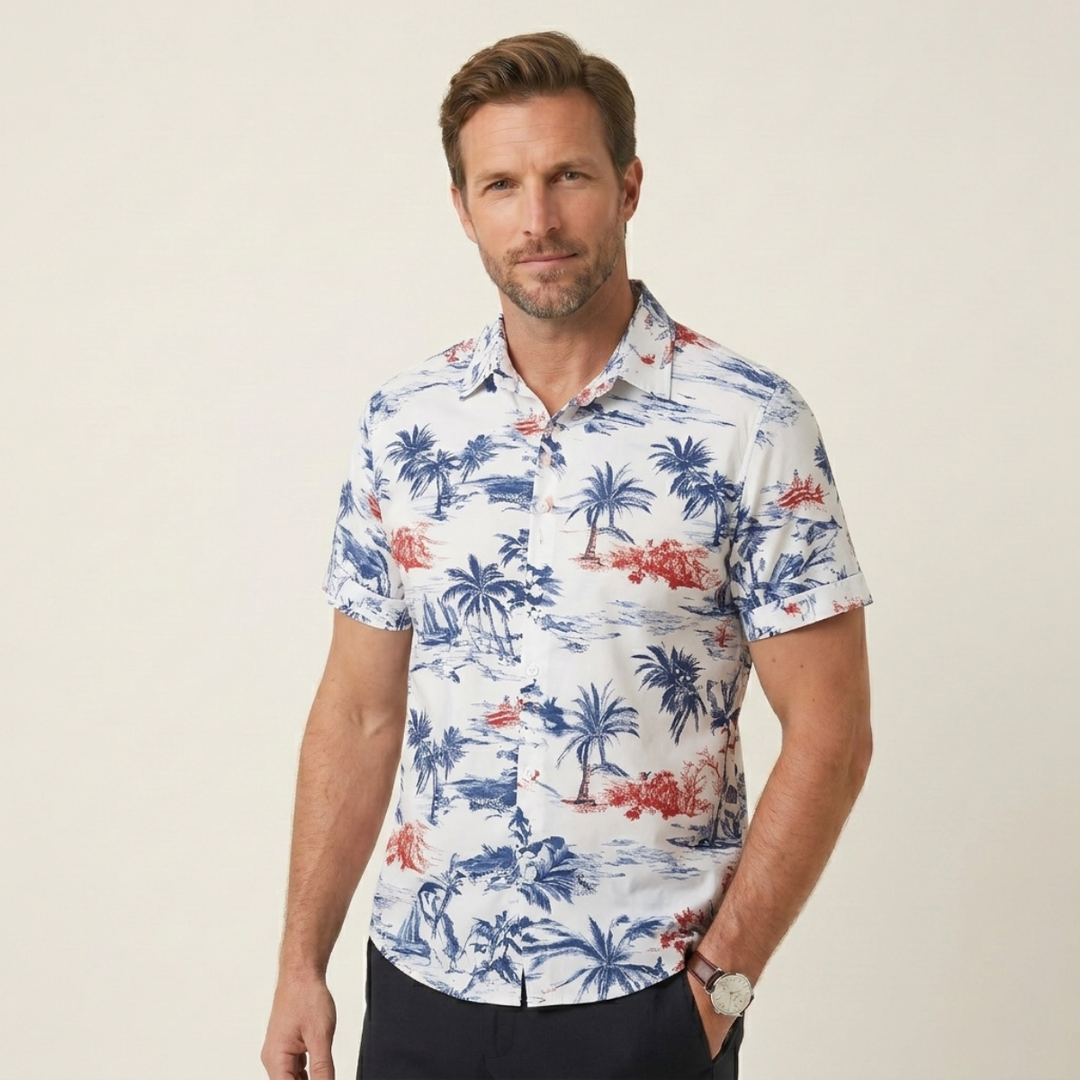 Palm Tree Print Short Sleeve Shirt