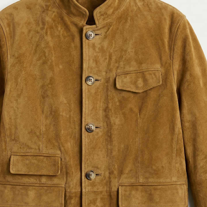 Suede-Look Single Breasted Blazer