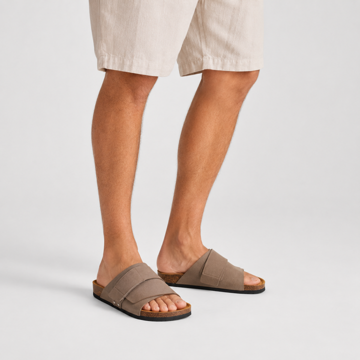Cork-Effect Footbed Slide Sandals