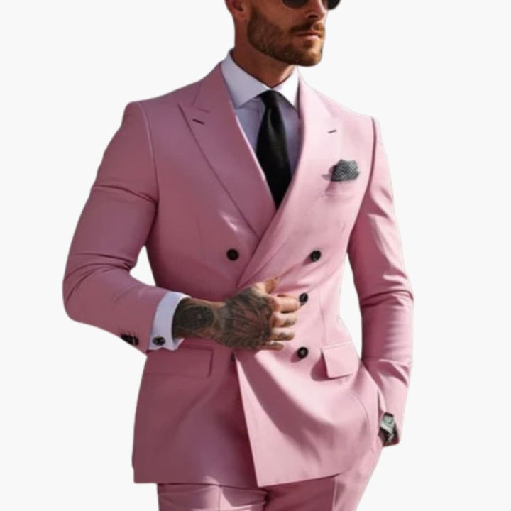 Double-Breasted Suit and Slim Trouser Set