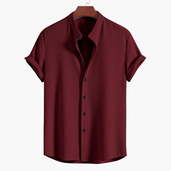 Textured Stand Collar Shirt