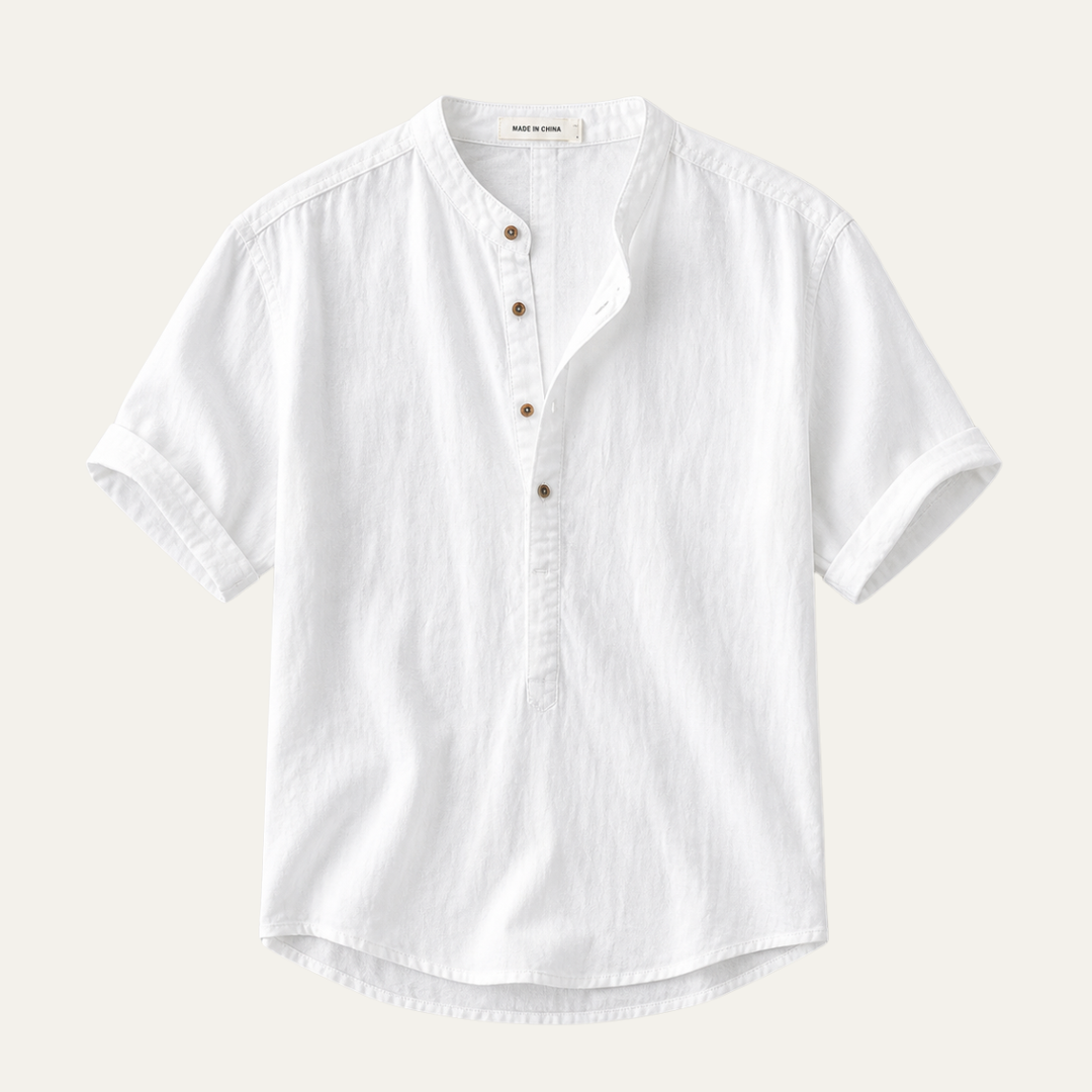 Short Sleeve Summer Linen-Look Shirt