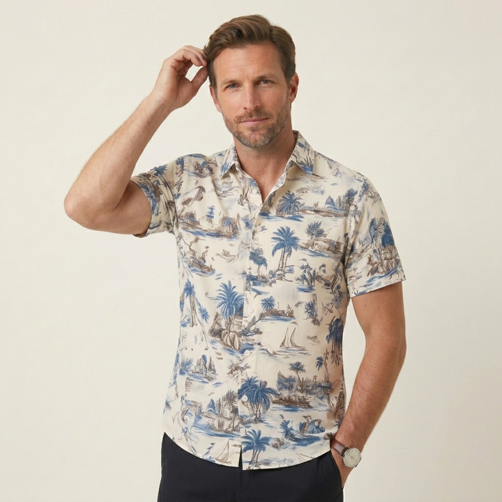 Palm Tree Print Short Sleeve Shirt