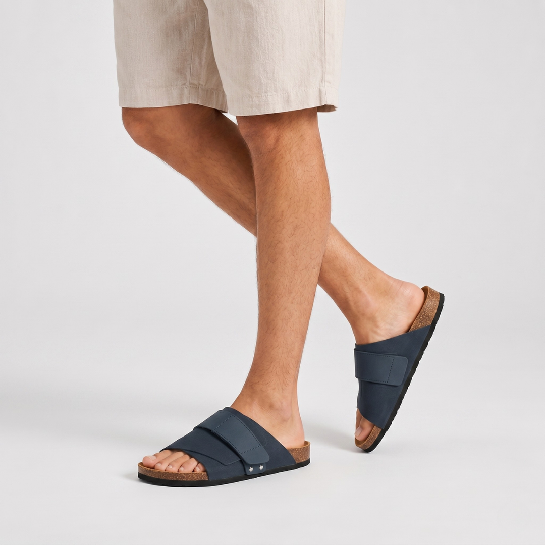 Cork-Effect Footbed Slide Sandals