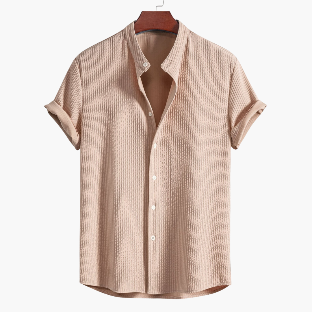 Textured Stand Collar Shirt