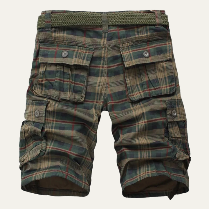 Plaid Multi-Pocket Cargo Shorts