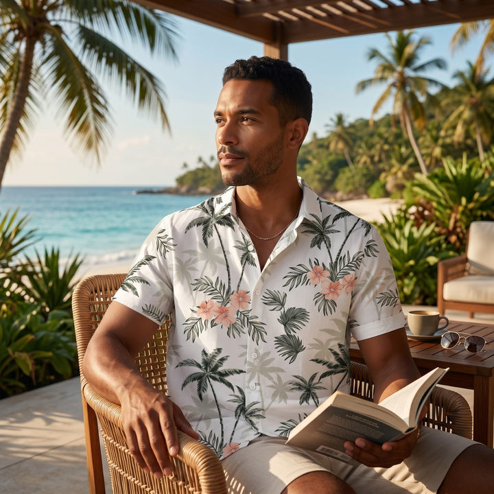Palm Tree Print Short Sleeve Shirt