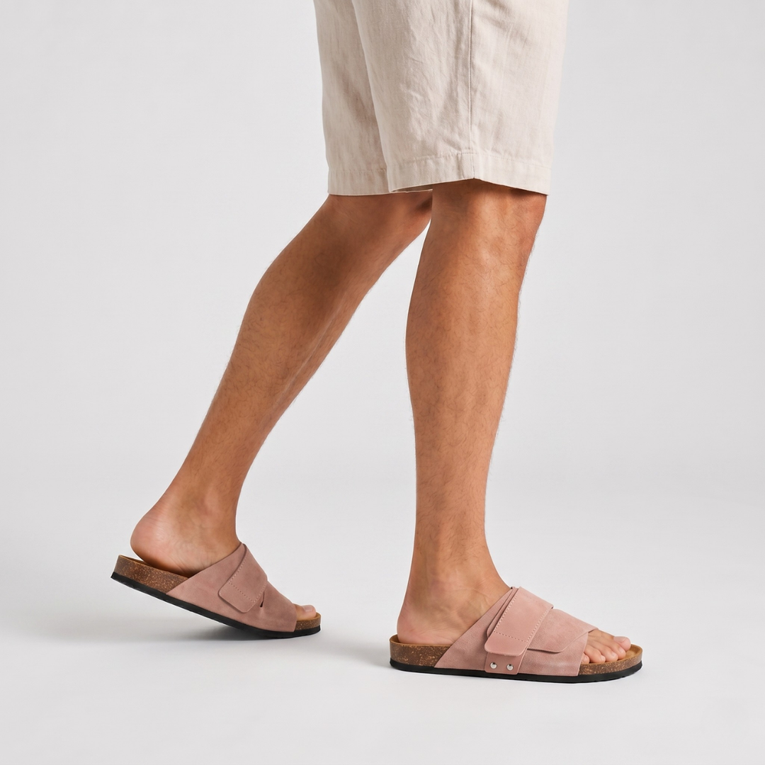Cork-Effect Footbed Slide Sandals
