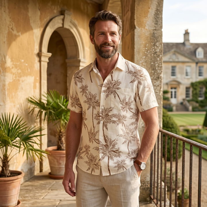 Palm Tree Print Short Sleeve Shirt