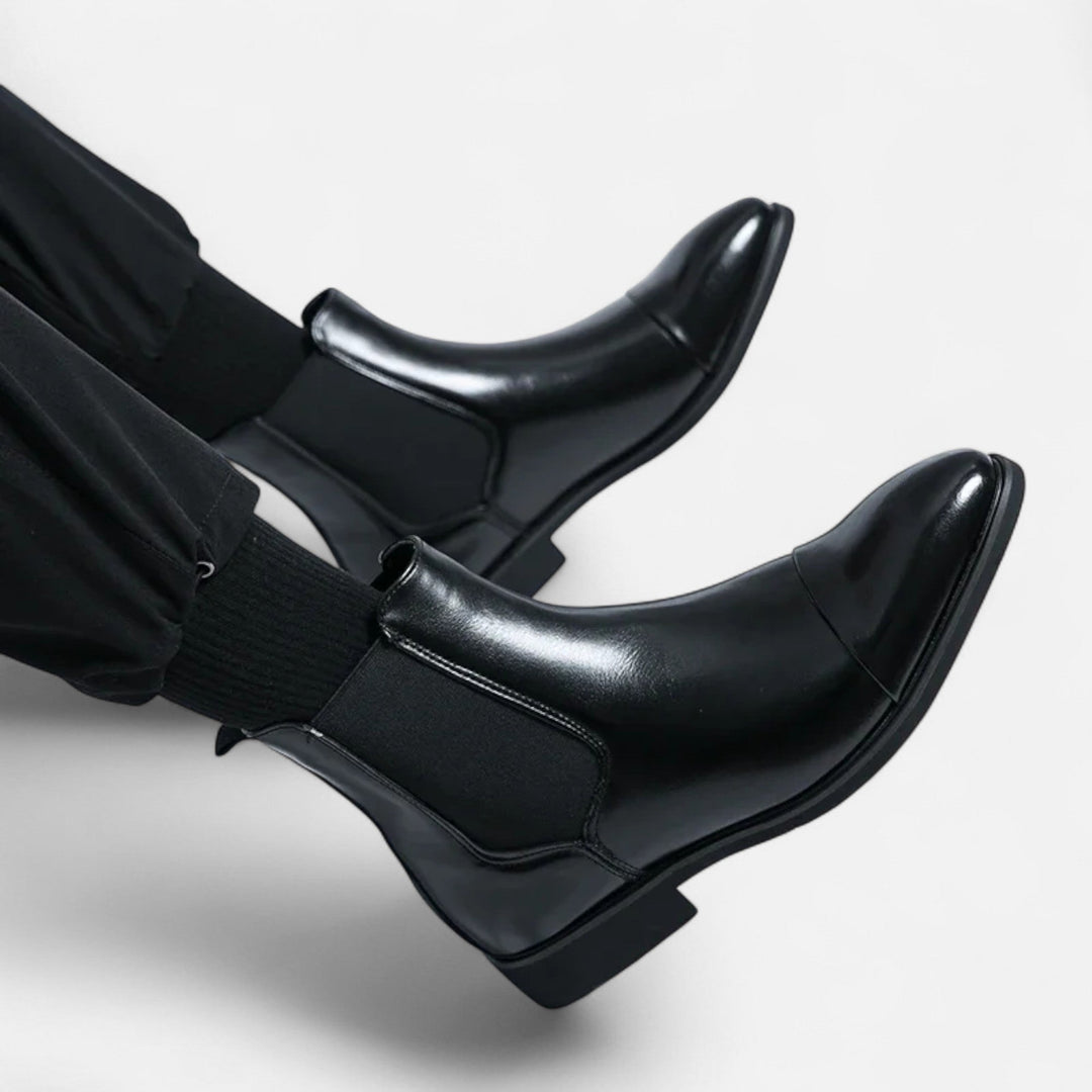 Black Chelsea Boots with Red Sole