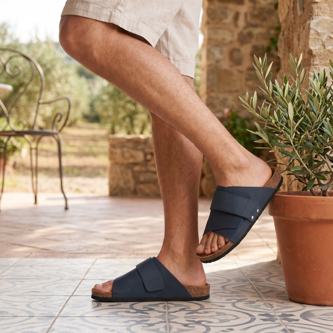 Cork-Effect Footbed Slide Sandals