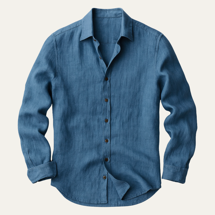 Vintage Long Sleeve Linen-Look Shirt