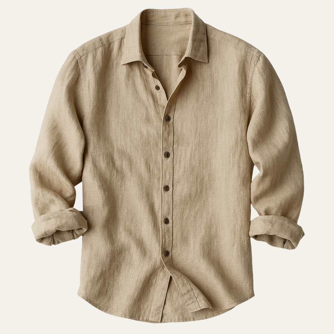 Vintage Long Sleeve Linen-Look Shirt