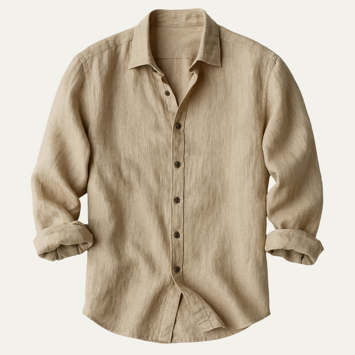 Vintage Long Sleeve Linen-Look Shirt