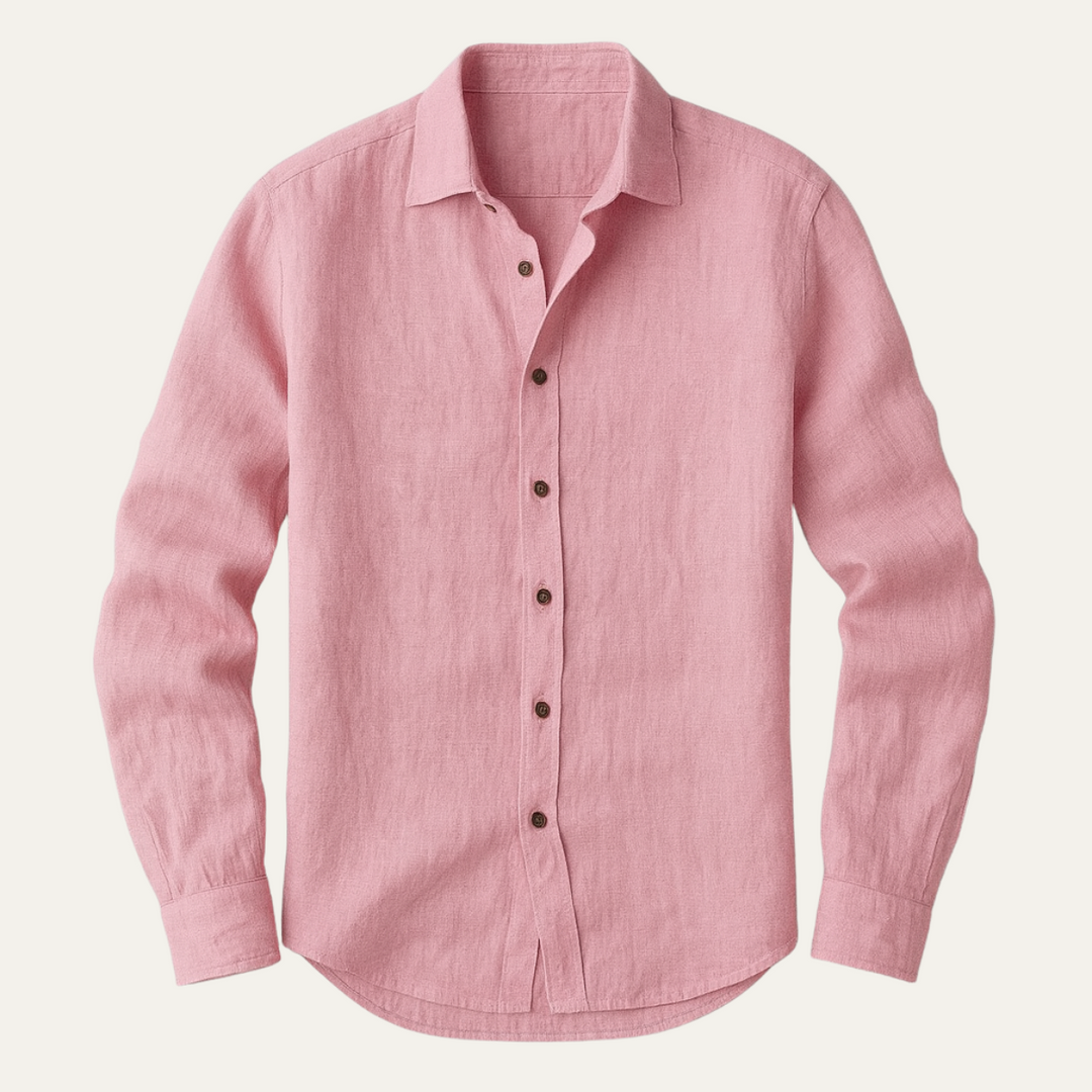 Vintage Long Sleeve Linen-Look Shirt