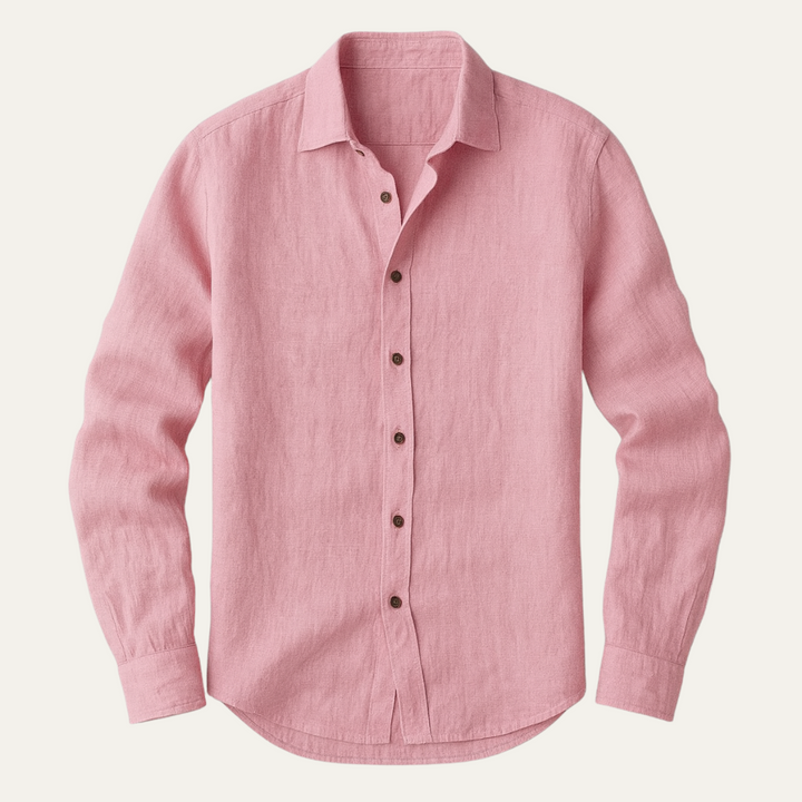Vintage Long Sleeve Linen-Look Shirt