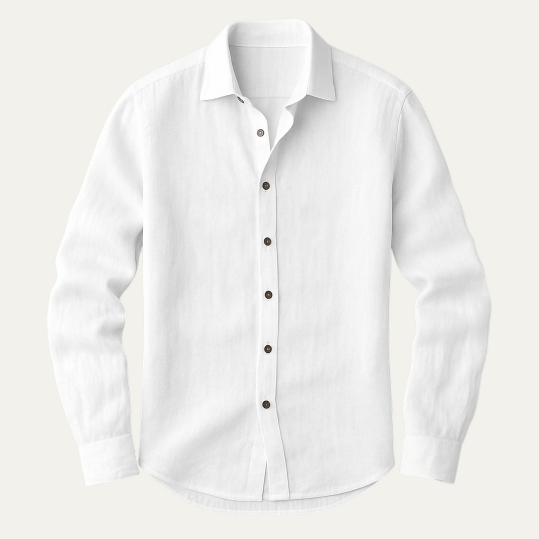Vintage Long Sleeve Linen-Look Shirt