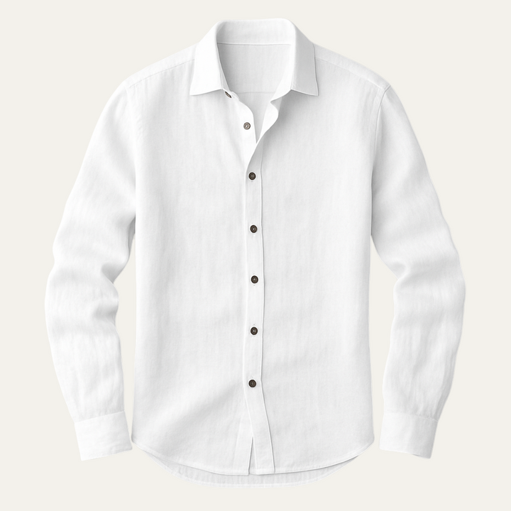 Vintage Long Sleeve Linen-Look Shirt