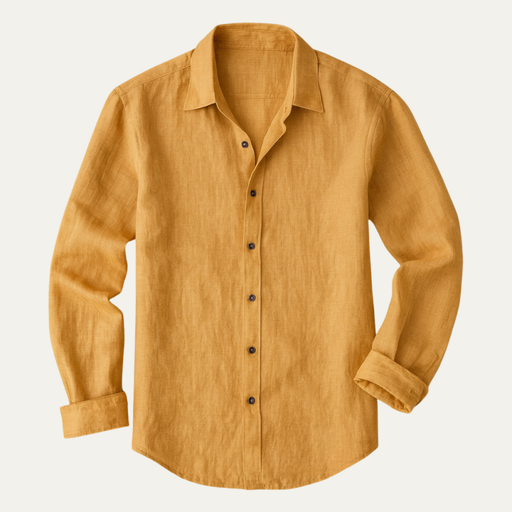 Vintage Long Sleeve Linen-Look Shirt