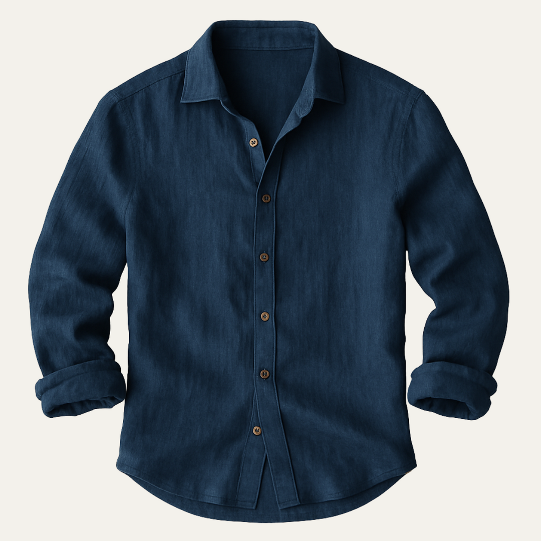 Vintage Long Sleeve Linen-Look Shirt