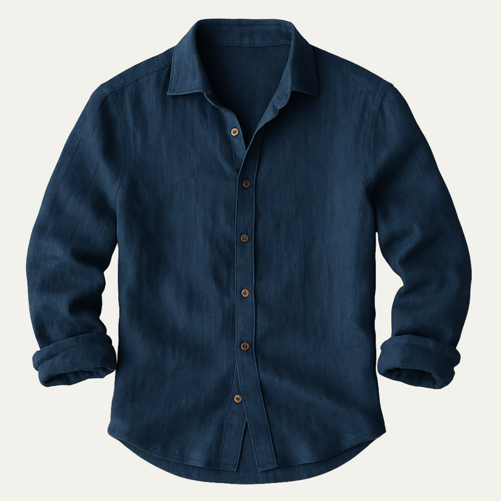 Vintage Long Sleeve Linen-Look Shirt
