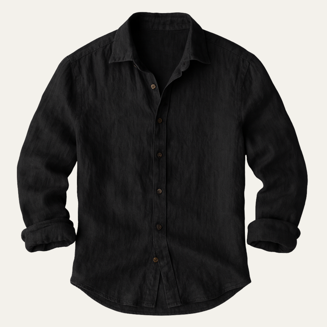 Vintage Long Sleeve Linen-Look Shirt