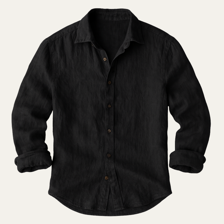 Vintage Long Sleeve Linen-Look Shirt