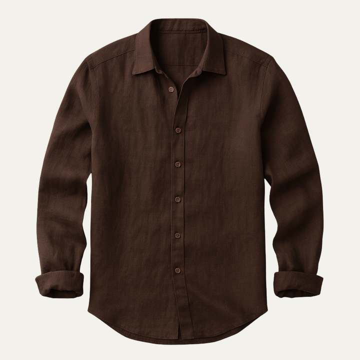 Vintage Long Sleeve Linen-Look Shirt