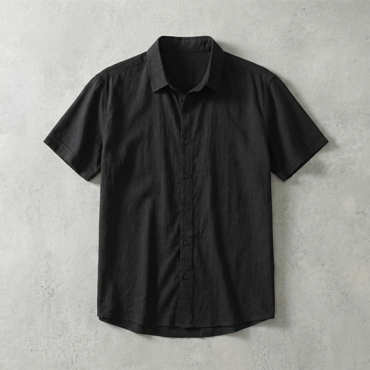 Short Sleeve Cotton-Linen Shirt