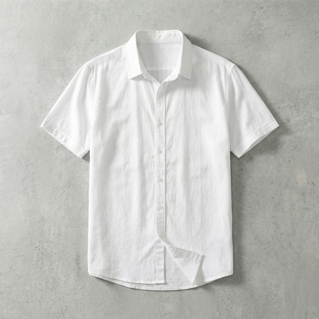 Short Sleeve Cotton-Linen Shirt