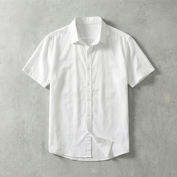 Short Sleeve Cotton-Linen Shirt