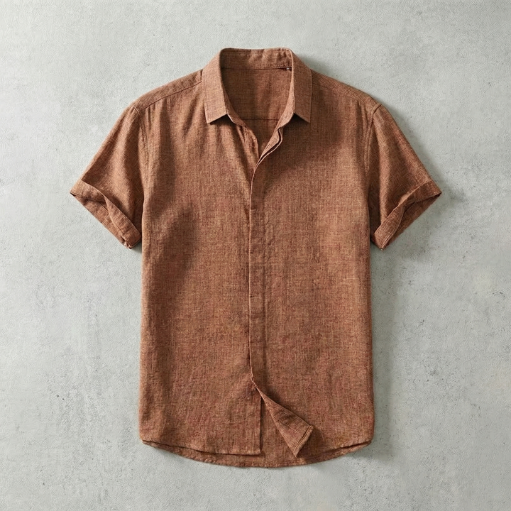 Short Sleeve Cotton-Linen Shirt