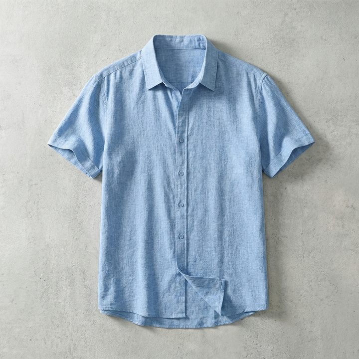Short Sleeve Cotton-Linen Shirt