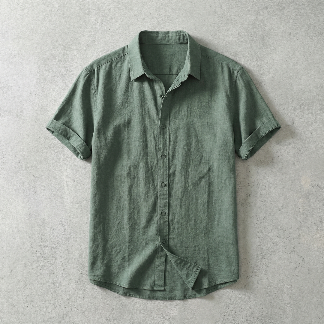 Short Sleeve Cotton-Linen Shirt