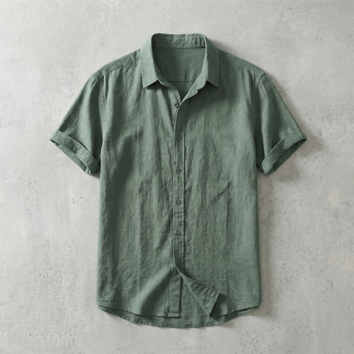 Short Sleeve Cotton-Linen Shirt
