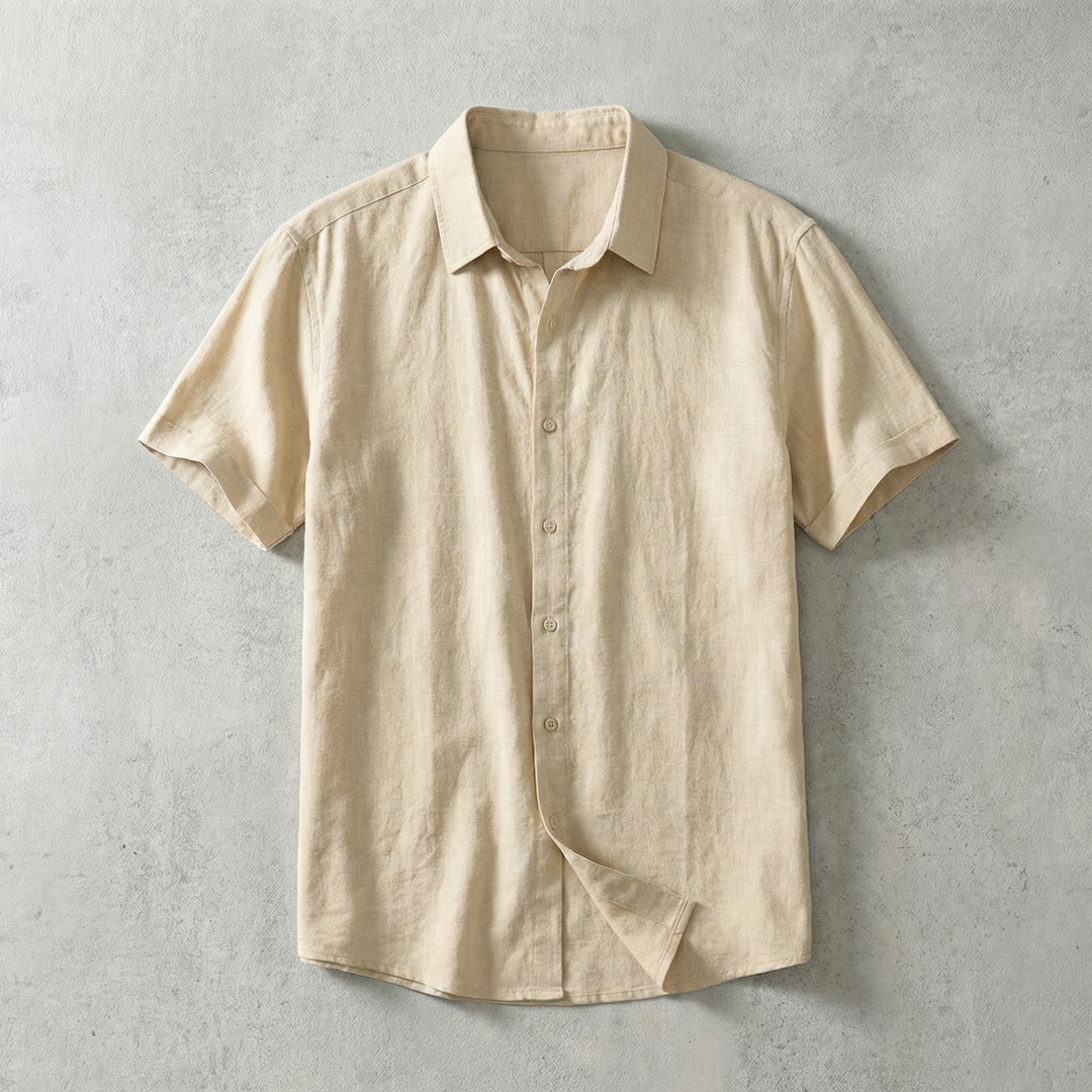 Short Sleeve Cotton-Linen Shirt