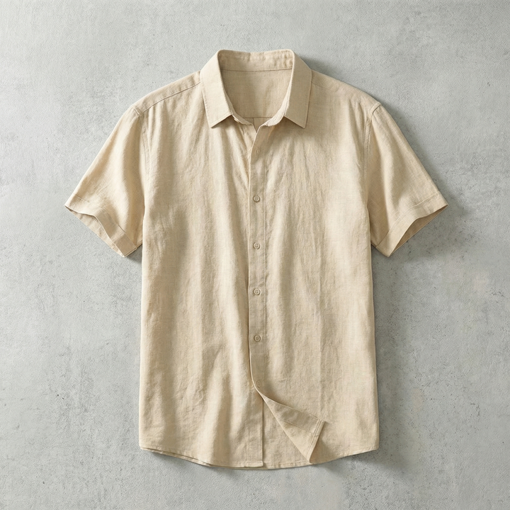 Short Sleeve Cotton-Linen Shirt