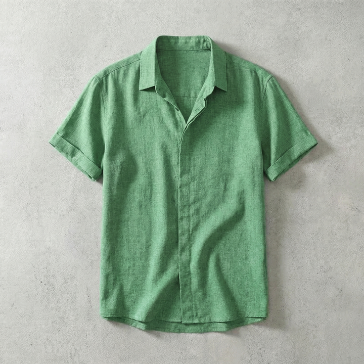 Short Sleeve Cotton-Linen Shirt