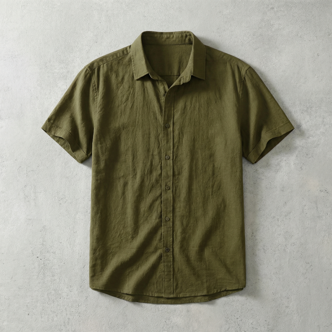 Short Sleeve Cotton-Linen Shirt