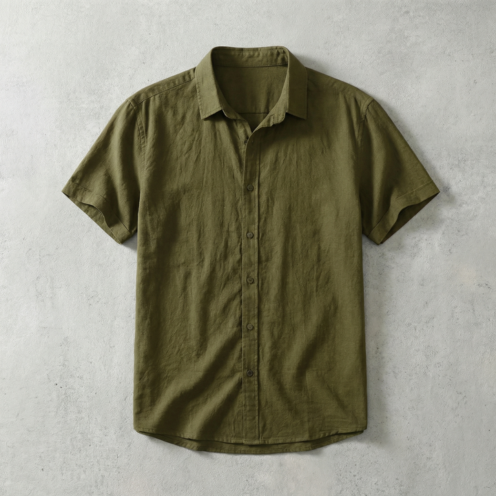 Short Sleeve Cotton-Linen Shirt