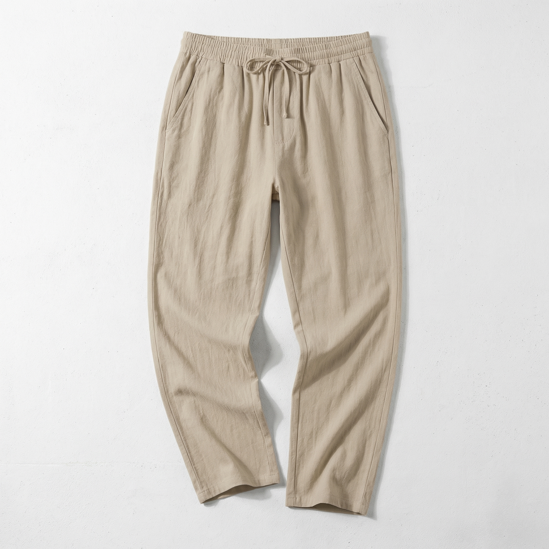 Drawstring Linen-Look Pants
