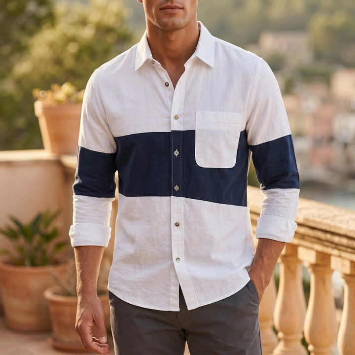Panelled Button-Front Shirt