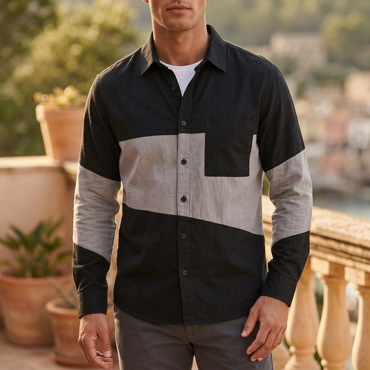 Panelled Button-Front Shirt