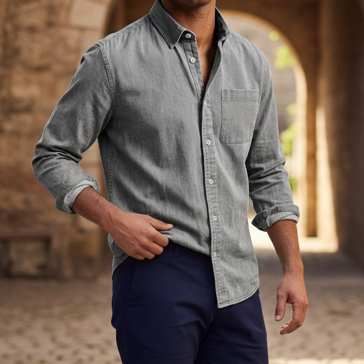 Linen-Look Button Pocket Shirt