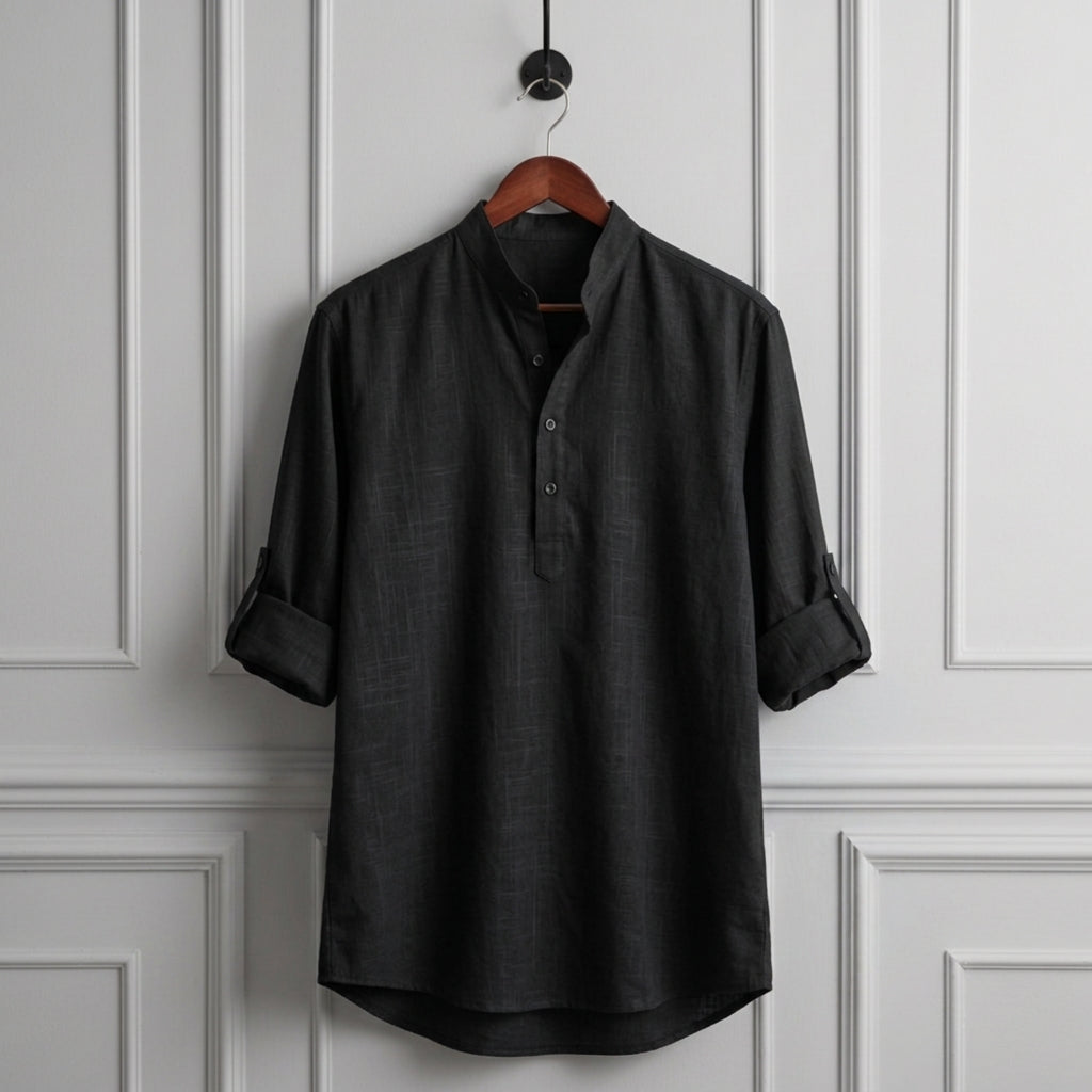 Casual Linen-Look Long Sleeve Shirt