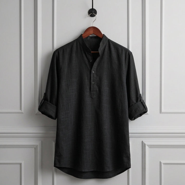 Casual Linen-Look Long Sleeve Shirt