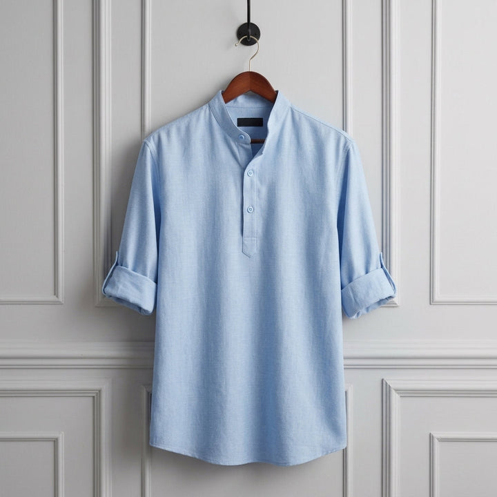 Casual Linen-Look Long Sleeve Shirt