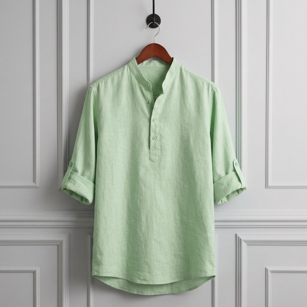 Casual Linen-Look Long Sleeve Shirt